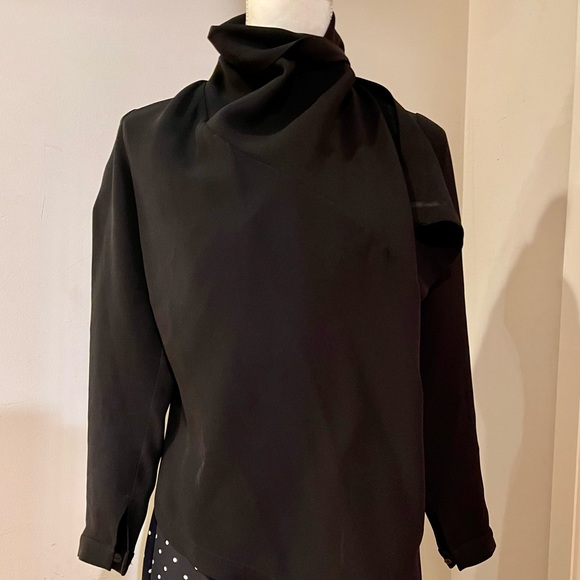 Morgane Le Fay Black Silk Asymmetrical Drape Front Jacket, size S - Picture 7 of 14